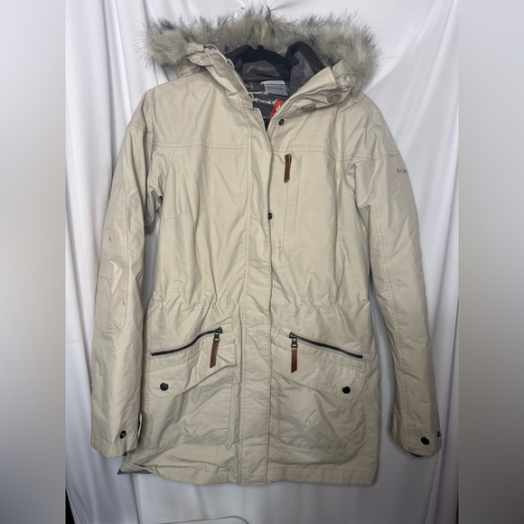 Women's Columbia Cream Parka with Faux Fur Hood - Picture 1 of 6